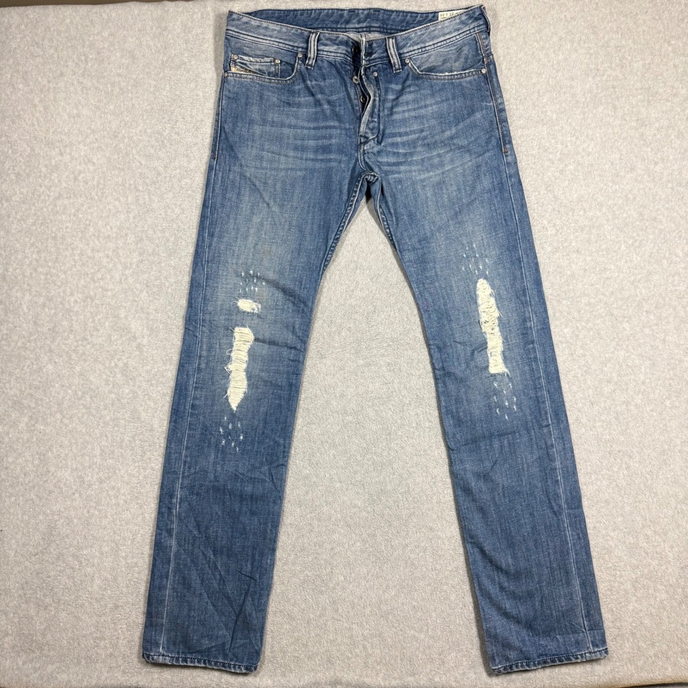 Diesel Safado Slim Straight Distressed Jeans Blue Wash Mens 33x34 008AR